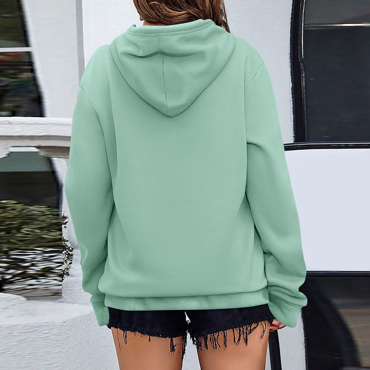 Women's Casual Hoodies Long Sleeve Lightweight Solid Pullover Tops Loose Fall Winter Sweatshirt with Pocket