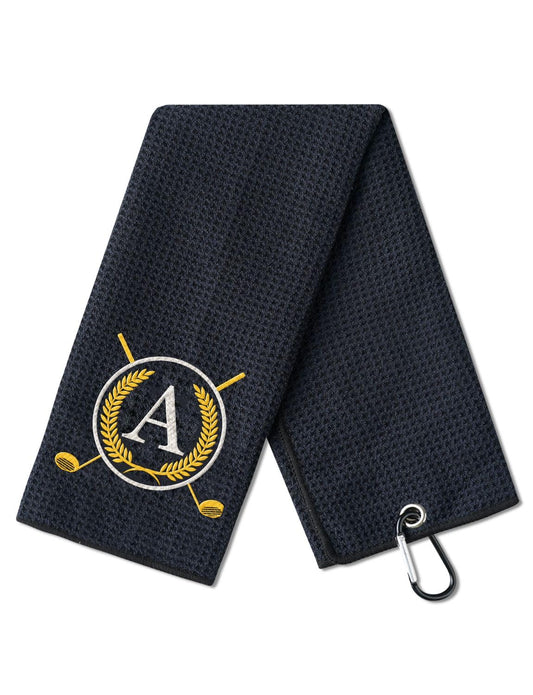 Golf Towels Gift, Monogrammed Golf Towels for Golf Bags for Men and Women on National Golf Day, Retirement, Birthday, and Christmas, 16”x 24” Microfiber Golf Towel - Initial A
