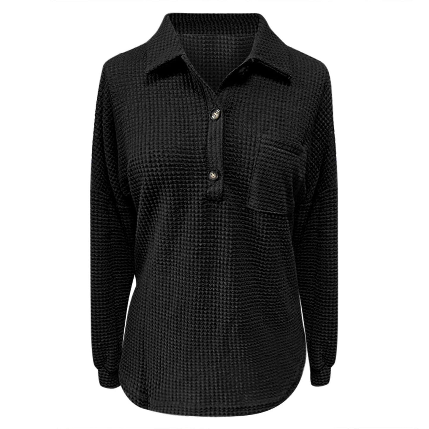 Waffle Knit Tops for Women Oversized Waffle Knit Shirt Cute Clothes Tops Sweatshirt for Women with Pocket