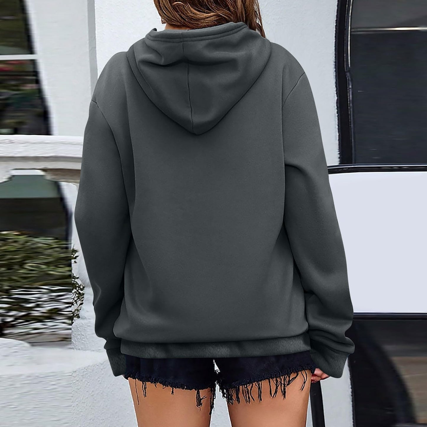 Women's Casual Hoodies Long Sleeve Lightweight Solid Pullover Tops Loose Fall Winter Sweatshirt with Pocket