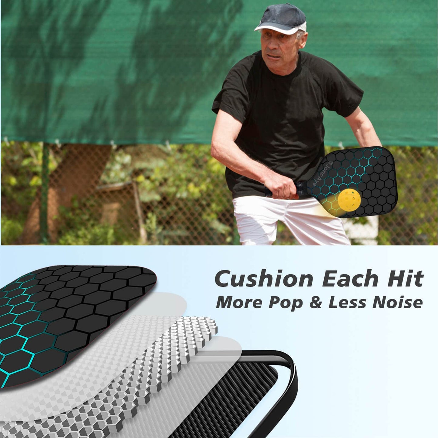 Pickleball-Paddles-Set of 4 or 2 Rackets by JoncAye, USAPA Approved Pickle-Ball Equipment with Balls, Bag, Accessories, Fiberglass Graphite Pickleball Racquet Set for Men, Women, Kids, Adults
