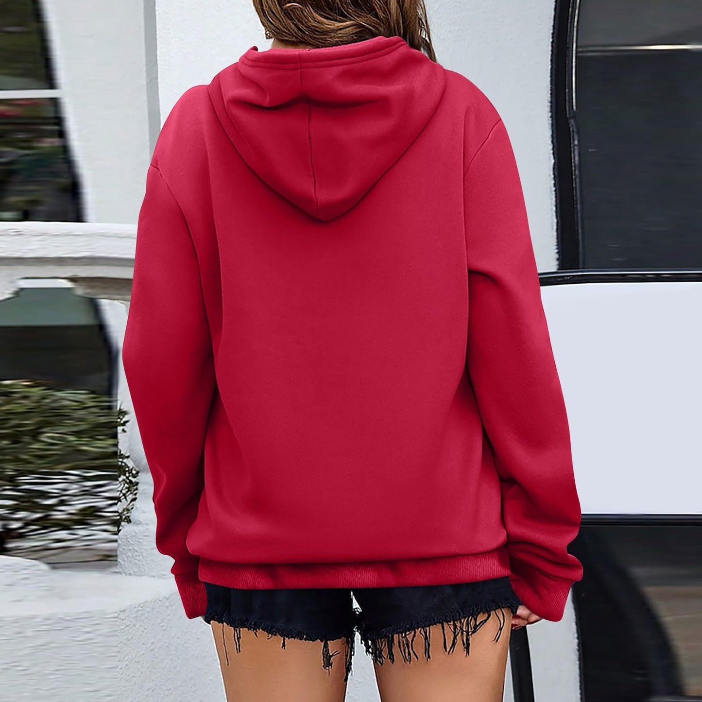 Women's Casual Hoodies Long Sleeve Lightweight Solid Pullover Tops Loose Fall Winter Sweatshirt with Pocket