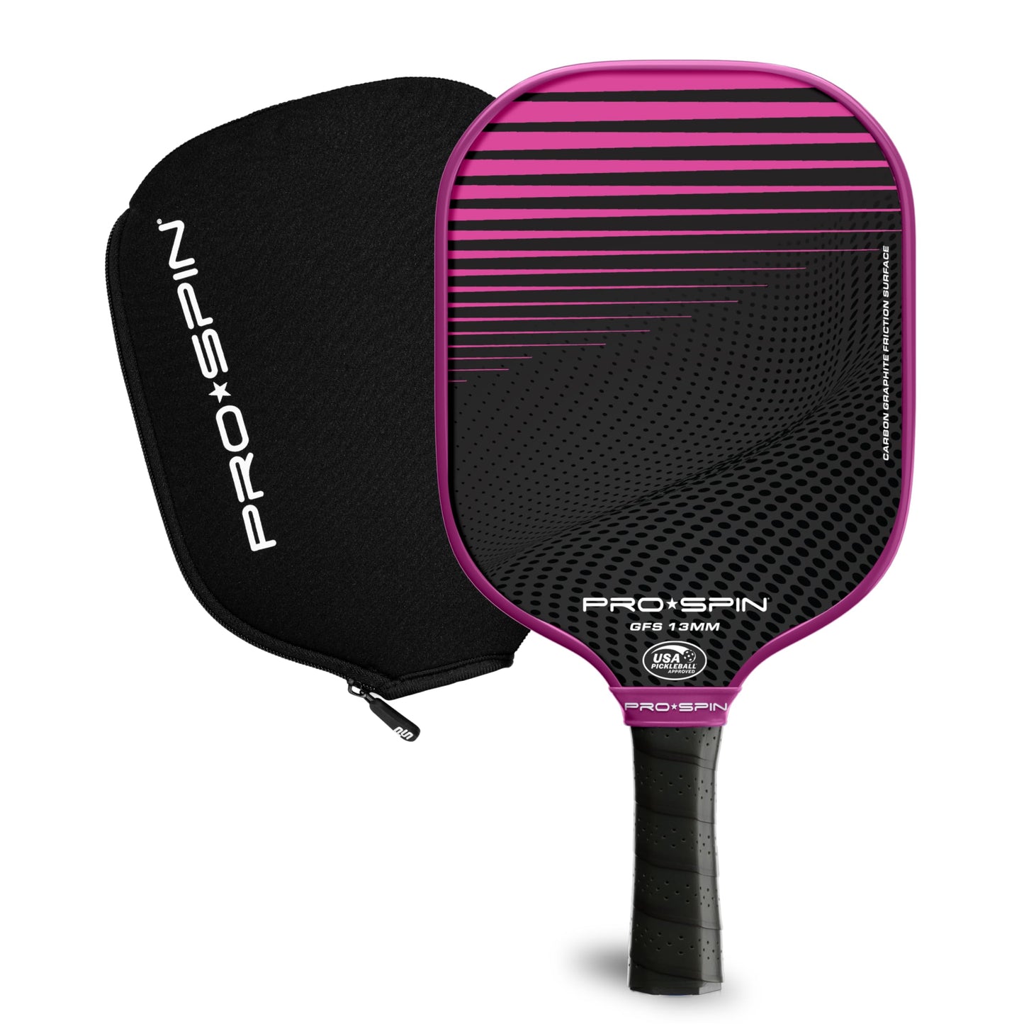 PRO SPIN Pickleball Paddles - USAPA-Approved Graphite Carbon Friction Surface Paddle - Set of 2 has Indoor/Outdoor Balls, Bag for Equipment & Accessories - Pickle Ball Gift for Women, Men, Kids