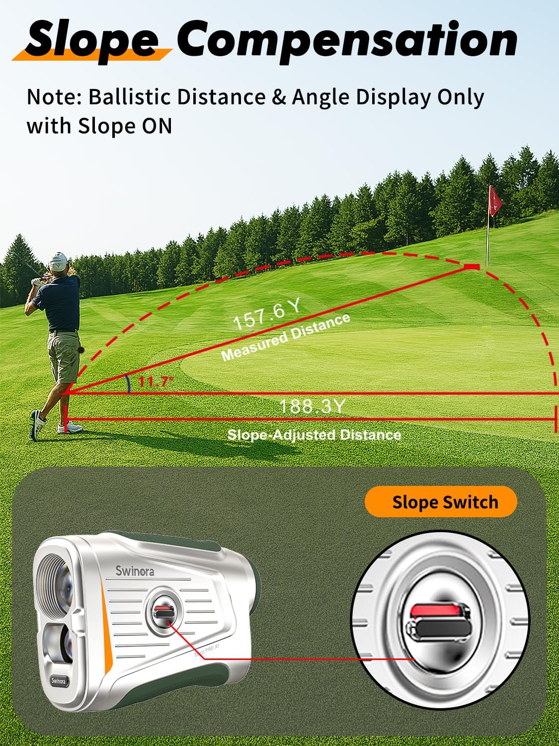 Magnetic Golf Rangefinder with Slope – 7X Magnification, 1300Y Laser Range Finder Golf for All Levels, Fast Flag Lock Vibration, Rechargeable, Waterproof Golf Accessories for Men and Women