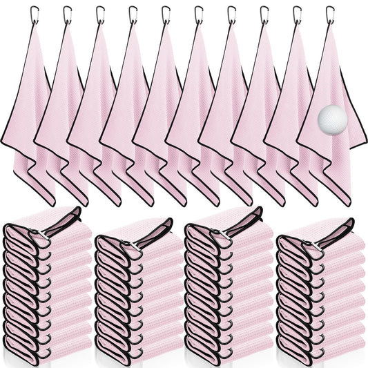Batiyeer Golf Towels Bulk for Bags 16'' x 24'' Microfiber Waffle Pattern Golf Towels Trifold with Clip for Hiking,Tournament, Yoga