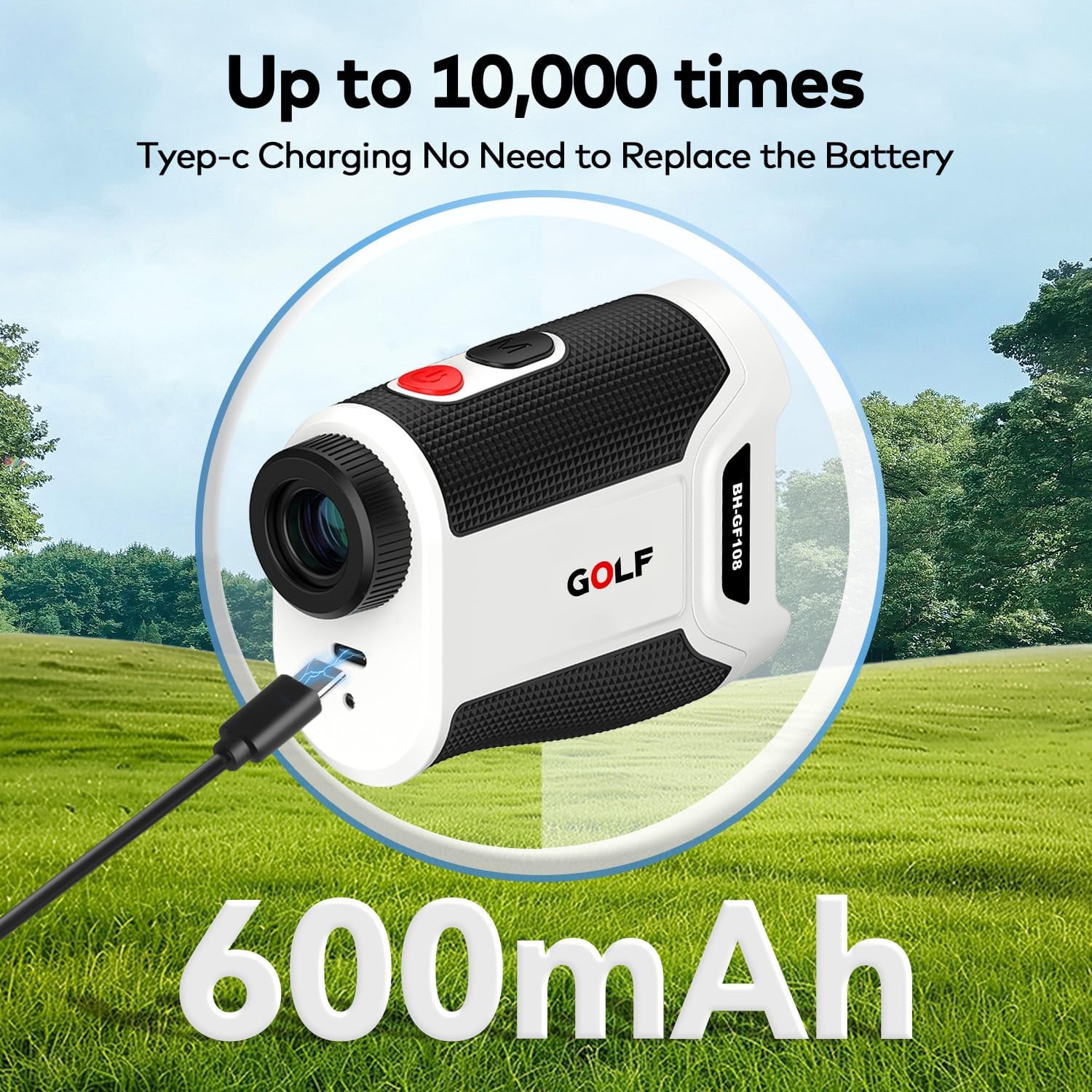 MOESAPU Gadget Golf Range Finder with Slope, 1200Yards Golf Rangefinder, 7X Magnification Transmission Len, Flag Lock Vibration, Continuous Scan, Rechargeable Magnetic Golf Accessories, White
