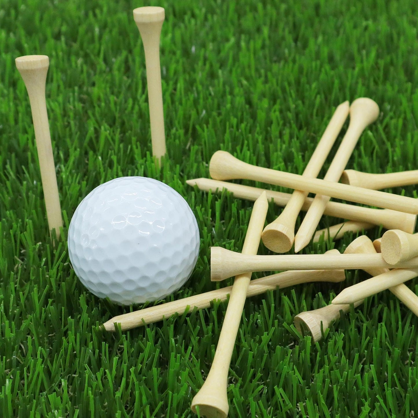 FINGER TEN Bamboo Golf Tees Wood 1 1/2 2 3/4 3 1/4 Inch Wooden Short Long Tee Color Bulk 250/500/1000/2000 Count for Men Women Kids in Red Pink USA Flag