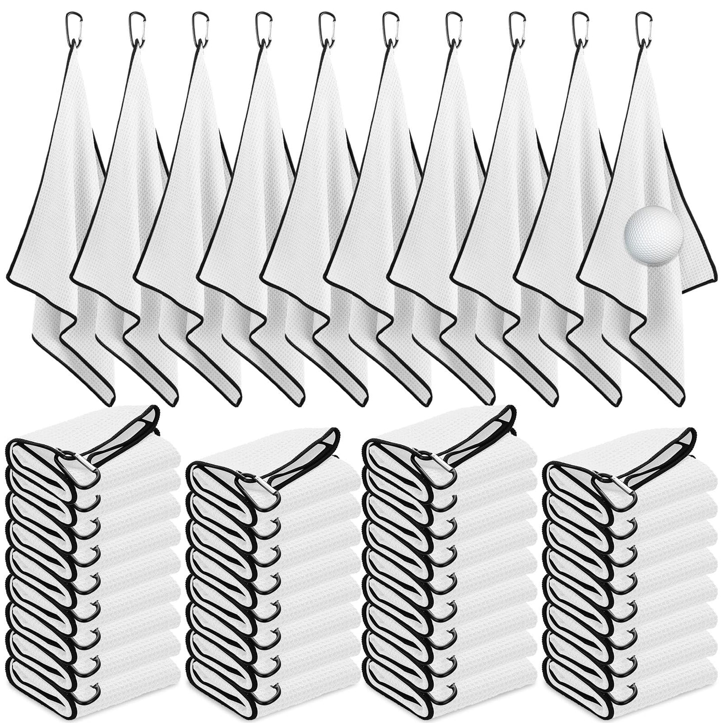Batiyeer Golf Towels Bulk for Bags 16'' x 24'' Microfiber Waffle Pattern Golf Towels Trifold with Clip for Hiking,Tournament, Yoga