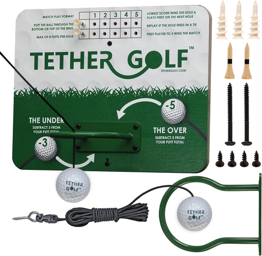 Tether Golf Indoor & Outdoor Golf Game - Unique Golf Game for The Whole Family to Enjoy - Use Your Favorite Putter or Toss by Hand to Score and Have Fun - Great Golf Gift for Father's Day!