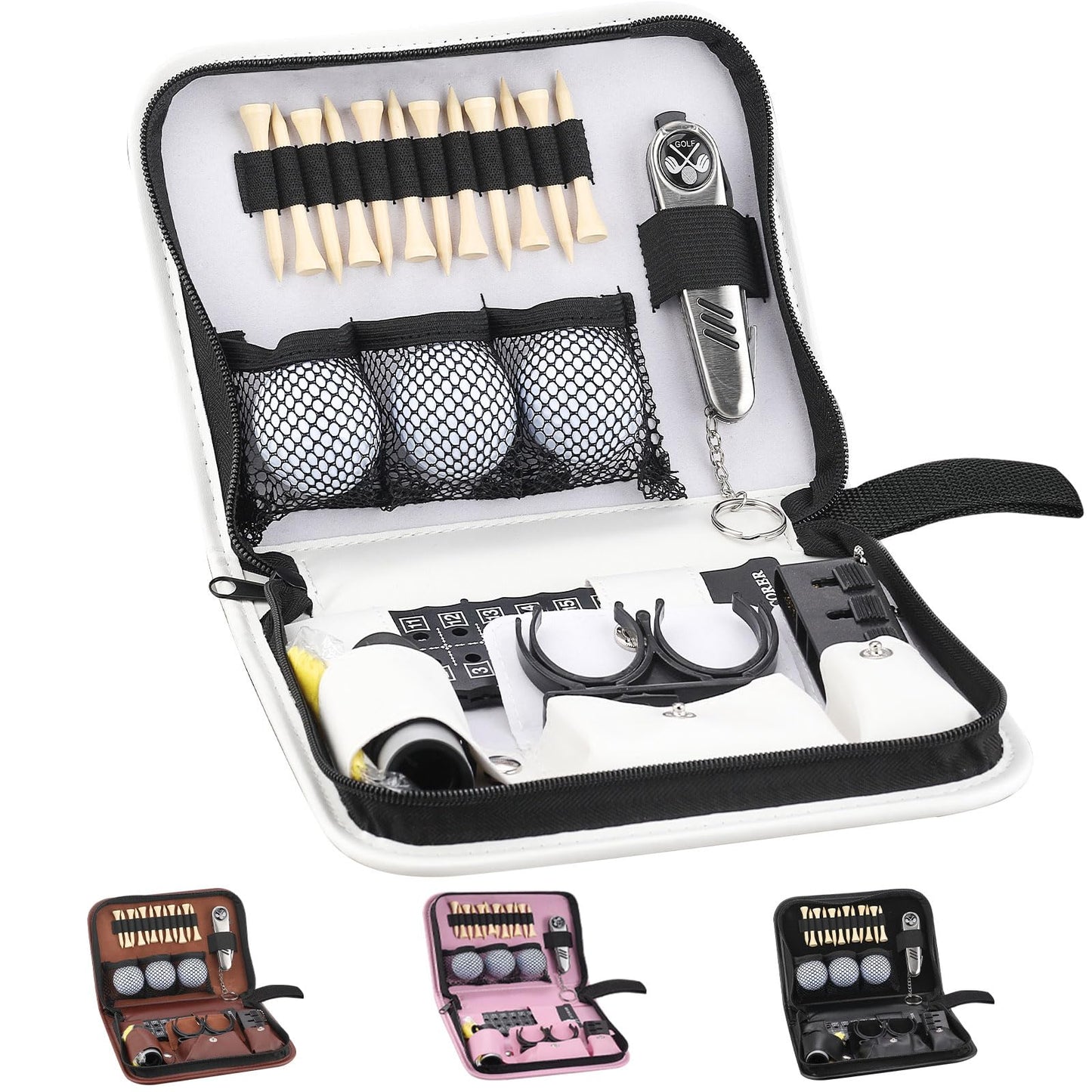 Golf Gifts for Men and Women,Golf Accessories Set with Hi-End Case,Golf Balls,Golf Tees,Golf Multifunctional Divot Tool,Rangefinder Golf Brush,Golf Scorer，Golf Ball Clamp
