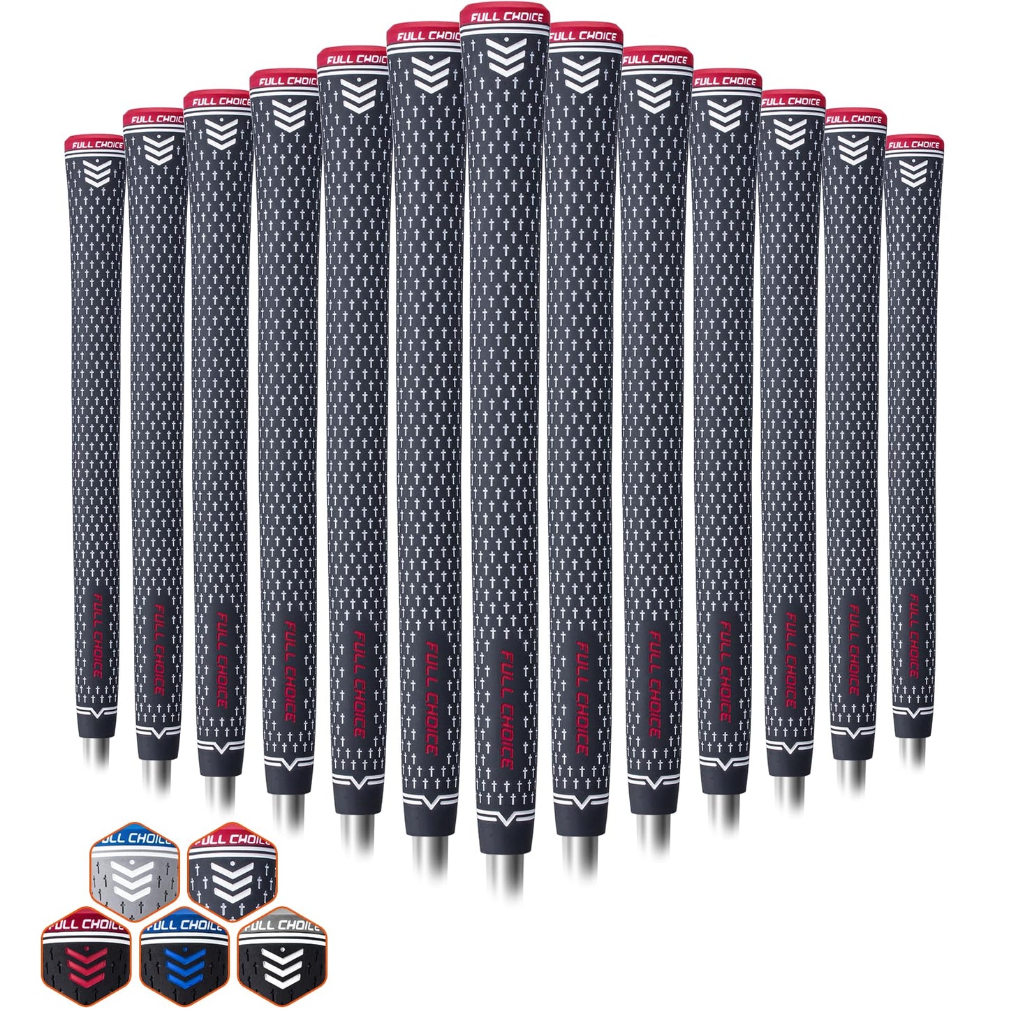 Rubber Golf Grips 13 Pack, Concise Fashion Design, Non-slip, Choose from 13 Grips Set or 13 Grips with Regripping Kit, Standard/Mid/Jumbo Size, 5 Colors Available, RG02 Golf Club Grips