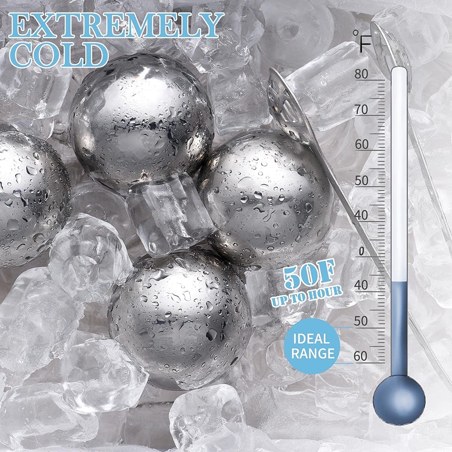 PONPUR Golf Gifts for Men Golfer, 4X Whiskey Golf Balls with 1 Tongs, Birthday, Anniversary, for Dad Him Husband, Reusable Stainless Steel Golf Ice Balls Whiskey Gift for Golf Lover