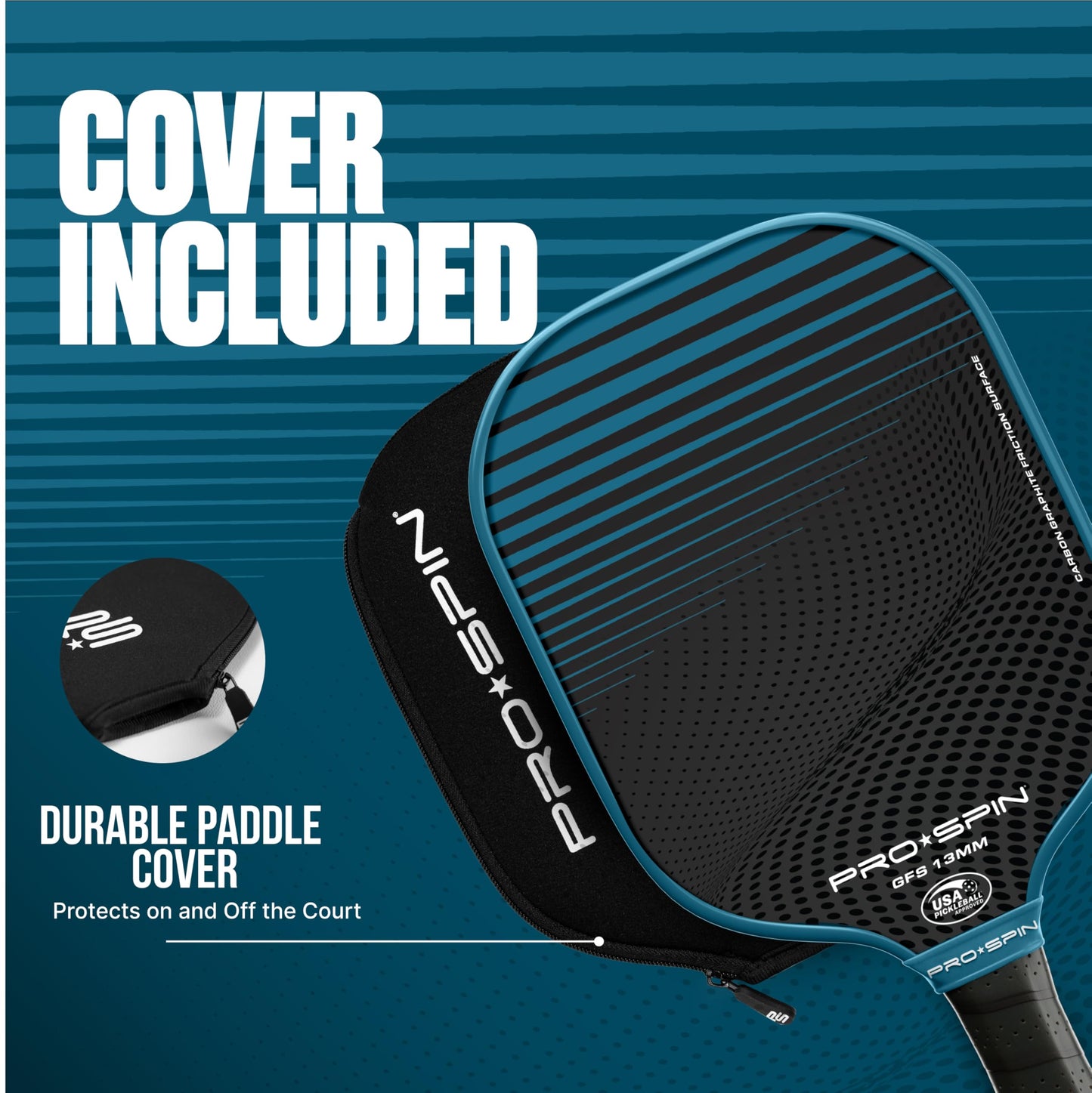 PRO SPIN Pickleball Paddles - USAPA-Approved Graphite Carbon Friction Surface Paddle - Set of 2 has Indoor/Outdoor Balls, Bag for Equipment & Accessories - Pickle Ball Gift for Women, Men, Kids