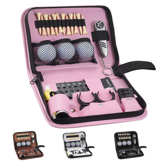 Golf Gifts for Men and Women,Golf Accessories Set with Hi-End Case,Golf Balls,Golf Tees,Golf Multifunctional Divot Tool,Rangefinder Golf Brush,Golf Scorer，Golf Ball Clamp