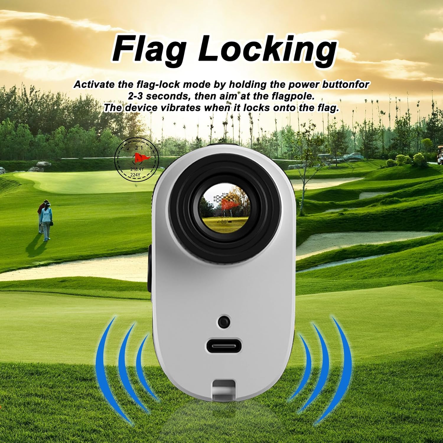 Golf Rangefinder with Slope 1200 Yards Laser Range Finder Golfing with Flag Pole Locking Vibration, 7X Magnification Rechargeable Laser Range Finder Distance Measuring with High-Precision